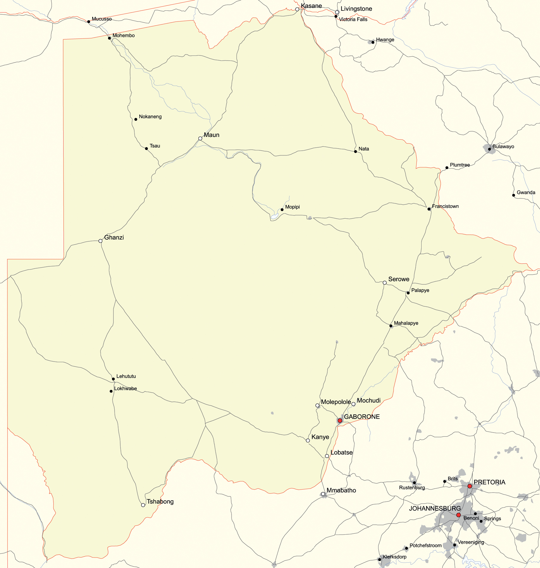 Map of Botswana - Simple Map